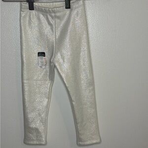 Okie Dokie White Glossy Leggings Fleece Lined